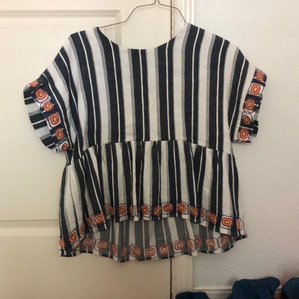 maeve blue striped patterned shirt